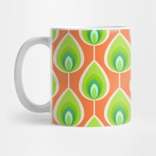 Green and orange mod peacock feathers pattern Mug